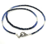 17.5” Blue Sapphire Pave Diamond Necklace, Spiritual Healing Crystal Jewelry, September Birthstone Sapphire Gemstone Necklace, Gifts for Her