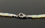 17.5” Genuine Ethiopian Opal Necklace with Pave Diamond Clasp, Natural Ethiopian Opal Necklace , 3.5mm - 4mm, AAA Grade