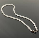 18.25 ” Natural Rainbow Moonstone Necklace with Pave Diamond Clasp, Blue Flash Rainbow Moonstone Necklace , 4mm - 5mm , AAA+ Grade