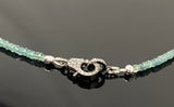 Close up of natural blue green Tourmaline beads with pave diamond clasp