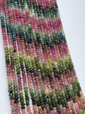 Natural Watermelon Multi Tourmaline Beads, Bulk Wholesale Gemstone Beads, Faceted Tourmaline Beads,AA+ Quality, 13.5" Strand