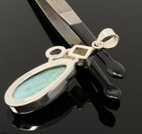 Sterling Silver Larimar Pendant with Golden Rutile and Amethyst, Gemstone Pendant, Bohemian Jewelry