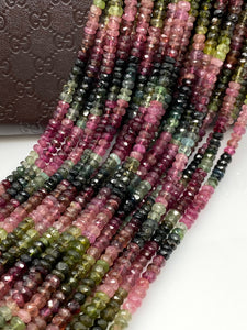 13" Tourmaline Gemstone Beads Natural Watermelon Tourmaline Beads Wholesale Jewelry Supplies Bulk Beads for DIY Jewelry Making, 4.5mm