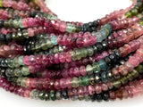 Watermelon Tourmaline Gemstone Beads, Natural Multi Color Faceted Beads 4–4.5mm, Jewelry Making Supplies & Healing Crystal Beads