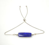 Lapis Lazuli Bar Gemstone Bracelet, Sterling Silver Adjustable Bolo Bracelet, AAA Quality Lapis Lazuli Bracelet, Gifts for Her