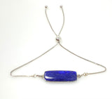 Lapis Lazuli Bar Gemstone Bracelet, Sterling Silver Adjustable Bolo Bracelet, AAA Quality Lapis Lazuli Bracelet, Gifts for Her