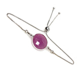 Pink Sapphire Gemstone Bracelet, Sterling Silver Adjustable Bolo Bracelet, Layering Bracelet, Gifts for Her