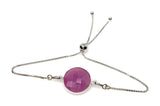 Pink Sapphire Gemstone Bracelet, Sterling Silver Adjustable Bolo Bracelet, Layering Bracelet, Gifts for Her