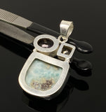 Sterling Silver Larimar Pendant with Rutilated Quartz and Amethyst, Gemstone Pendant, Bohemian Jewelry