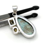 Natural Larimar and Citrine Gemstone Pendant, Sterling Silver Jewelry, Larimar Pendant, Citrine Pendant, Bohemian Jewelry