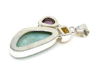 Natural Larimar with Amethyst and Citrine Gemstone Pendant, Sterling Silver Jewelry, Larimar Pendant, Amethyst Pendant, Bohemian Jewelry