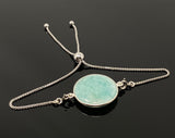 Amazonite Gemstone Bracelet, Sterling Silver Adjustable Bolo Bracelet, AAA Quality Peruvian Amazonite Bracelet, Gifts for Her