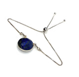 Lapis Lazuli Bar Gemstone Bracelet, Sterling Silver Adjustable Bolo Bracelet, AAA Quality Lapis Lazuli Bracelet, Gifts for Her