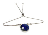 Lapis Lazuli Bar Gemstone Bracelet, Sterling Silver Adjustable Bolo Bracelet, AAA Quality Lapis Lazuli Bracelet, Gifts for Her