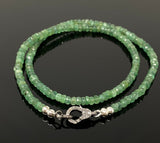 17.25” Genuine Zambian Emerald Necklace with Pave Diamond Clasp, Natural Emerald Necklace , 4mm AAA Grade