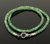 17.25” Genuine Zambian Emerald Necklace with Pave Diamond Clasp, Natural Emerald Necklace , 4mm AAA Grade