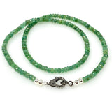 17.25” Genuine Zambian Emerald Necklace with Pave Diamond Clasp, Natural Emerald Necklace , 4mm AAA Grade