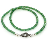 17.25” Genuine Zambian Emerald Necklace with Pave Diamond Clasp, Natural Emerald Necklace , 4mm AAA Grade