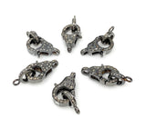 Pave Diamond Clasp, Sterling Silver Lobster Clasp with Diamond Bail, Double Sided Diamonds, 17.5mm x 11mm