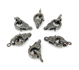 Pave Diamond Clasp, Sterling Silver Lobster Clasp with Diamond Bail, Double Sided Diamonds, 17.5mm x 11mm