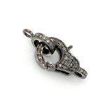Pave Diamond Clasp, Sterling Silver Lobster Clasp with Diamond Bail, Double Sided Diamonds, 17.5mm x 11mm