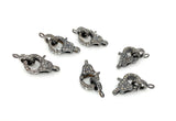 Pave Diamond Clasp, Sterling Silver Lobster Clasp with Diamond Bail, Double Sided Diamonds, 17.5mm x 11mm