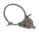 Pave Diamond Clasp with Tourmaline, Sterling Silver Lobster Clasp with Diamond Bail, Tourmaline Gemstone Clasp, Large Size 52.70mm x 34mm