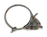Pave Diamond Clasp with Tourmaline, Sterling Silver Lobster Clasp with Diamond Bail, Tourmaline Gemstone Clasp, Large Size 52.70mm x 34mm