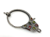 Pave Diamond Clasp with Tourmaline, Sterling Silver Lobster Clasp with Diamond Bail, Tourmaline Gemstone Clasp, Large Size 52.70mm x 34mm