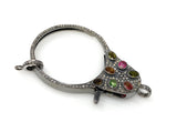Pave Diamond Clasp with Tourmaline, Sterling Silver Lobster Clasp with Diamond Bail, Tourmaline Gemstone Clasp, Large Size 52.70mm x 34mm