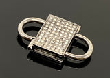 Pave Diamond Lock, Black Rhodium over Sterling Silver Double Sided Clasp and Double Sided Diamonds, 24.5mm x 14mm , 1 Pc