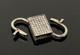 Pave Diamond Lock, Black Rhodium over Sterling Silver Double Sided Clasp and Double Sided Diamonds, 24.5mm x 14mm , 1 Pc