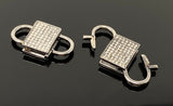 Pave Diamond Lock, Black Rhodium over Sterling Silver Double Sided Clasp and Double Sided Diamonds, 24.5mm x 14mm , 1 Pc