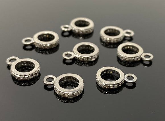 7 Pcs Pave Diamond Bail, Pave Diamond Closed Pendant Bail Clasp, Jewelry Findings, Black Rhodium over Sterling Silver Bail, 12.5mm x 9mm