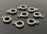 7 Pcs Pave Diamond Bail, Pave Diamond Closed Pendant Bail Clasp, Jewelry Findings, Black Rhodium over Sterling Silver Bail, 12.5mm x 9mm