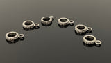 7 Pcs Pave Diamond Bail, Pave Diamond Closed Pendant Bail Clasp, Jewelry Findings, Black Rhodium over Sterling Silver Bail, 12.5mm x 9mm
