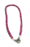 17.25” Genuine Pink Sapphire Necklace with Pave Diamond Clasp, Natural Pink Sapphire Necklace, AAA Grade, Gifts for Her