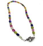 17.15” Genuine Multi Sapphire Necklace with Pave Diamond Clasp, Natural Multi Sapphire Necklace, AAA Grade, Gifts for Her