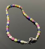 17.15” Genuine Multi Sapphire Necklace with Pave Diamond Clasp, Natural Multi Sapphire Necklace, AAA Grade, Gifts for Her