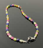 17.15” Genuine Multi Sapphire Necklace with Pave Diamond Clasp, Natural Multi Sapphire Necklace, AAA Grade, Gifts for Her