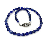 17” Genuine Blue Sapphire Necklace with Pave Diamond Clasp, Natural Blue Sapphire Necklace, AAA Grade, Gifts for Her