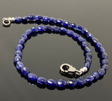 17” Genuine Blue Sapphire Necklace with Pave Diamond Clasp, Natural Blue Sapphire Necklace, AAA Grade, Gifts for Her