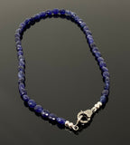 17” Genuine Blue Sapphire Necklace with Pave Diamond Clasp, Natural Blue Sapphire Necklace, AAA Grade, Gifts for Her