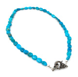 17" Genuine Arizona Turquoise Necklace with Pave Diamond Clasp, Spiritual Healing Chakra Necklace, Crystal Jewelry, December Birthstone Gift