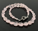 16.5” Morganite Necklace with Pave Diamond Clasp, Natural Pink Morganite Necklace AAA Grade, Spiritual Healing Crystal Jewelry, Heart Chakra