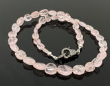 16.5” Genuine Morganite Necklace with Pave Diamond Clasp, Natural Pink Morganite Necklace, AAA Grade, Gifts for Her