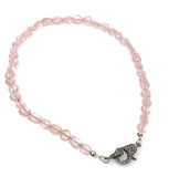 16.5” Morganite Necklace with Pave Diamond Clasp, Natural Pink Morganite Necklace AAA Grade, Spiritual Healing Crystal Jewelry, Heart Chakra