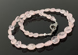 16.5” Genuine Morganite Necklace with Pave Diamond Clasp, Natural Pink Morganite Necklace, AAA Grade, Gifts for Her