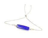 Lapis Lazuli Bar Gemstone Bracelet, Sterling Silver Adjustable Bolo Bracelet, AAA Quality Lapis Lazuli Bracelet, Gifts for Her