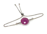 Pink Sapphire Gemstone Bracelet, Sterling Silver Adjustable Bolo Bracelet, Layering Bracelet, Gifts for Her